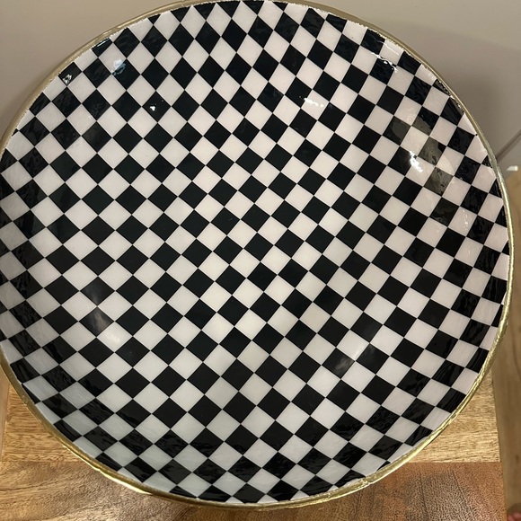 Checkered Black and White Decorative Bowl - Picture 3 of 4